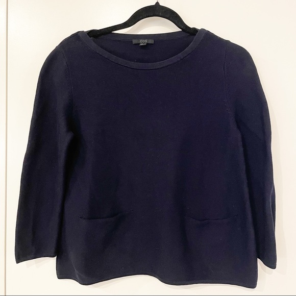 COS Ribbed 3/4 Sleeve Cotton Sweater size Small - Picture 1 of 9